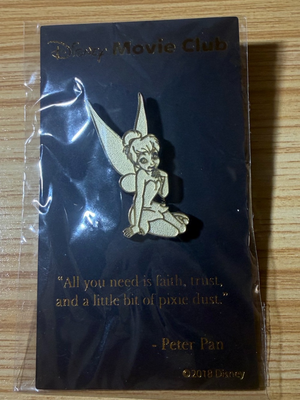 Disney Tinker Bell Gold and Black Enamel Pin - Disney Movie Club